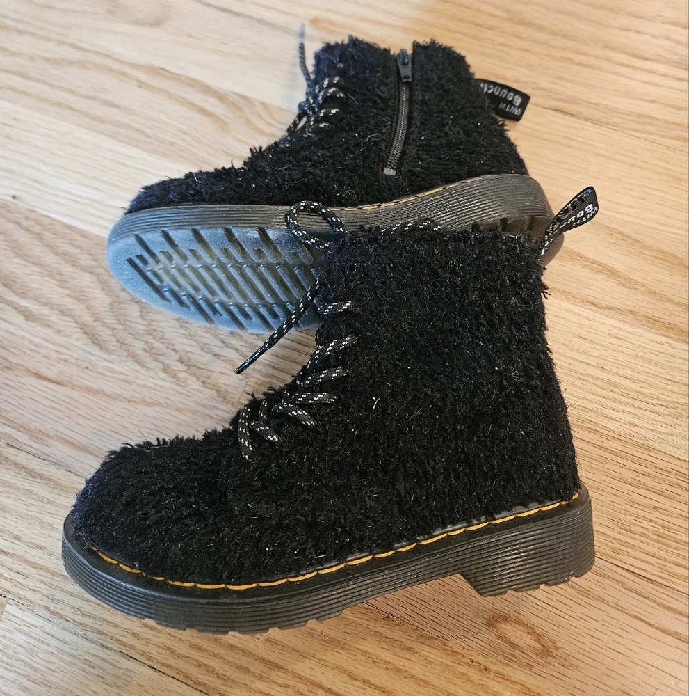 Dr. Martens Black Faux Fur  Boots
